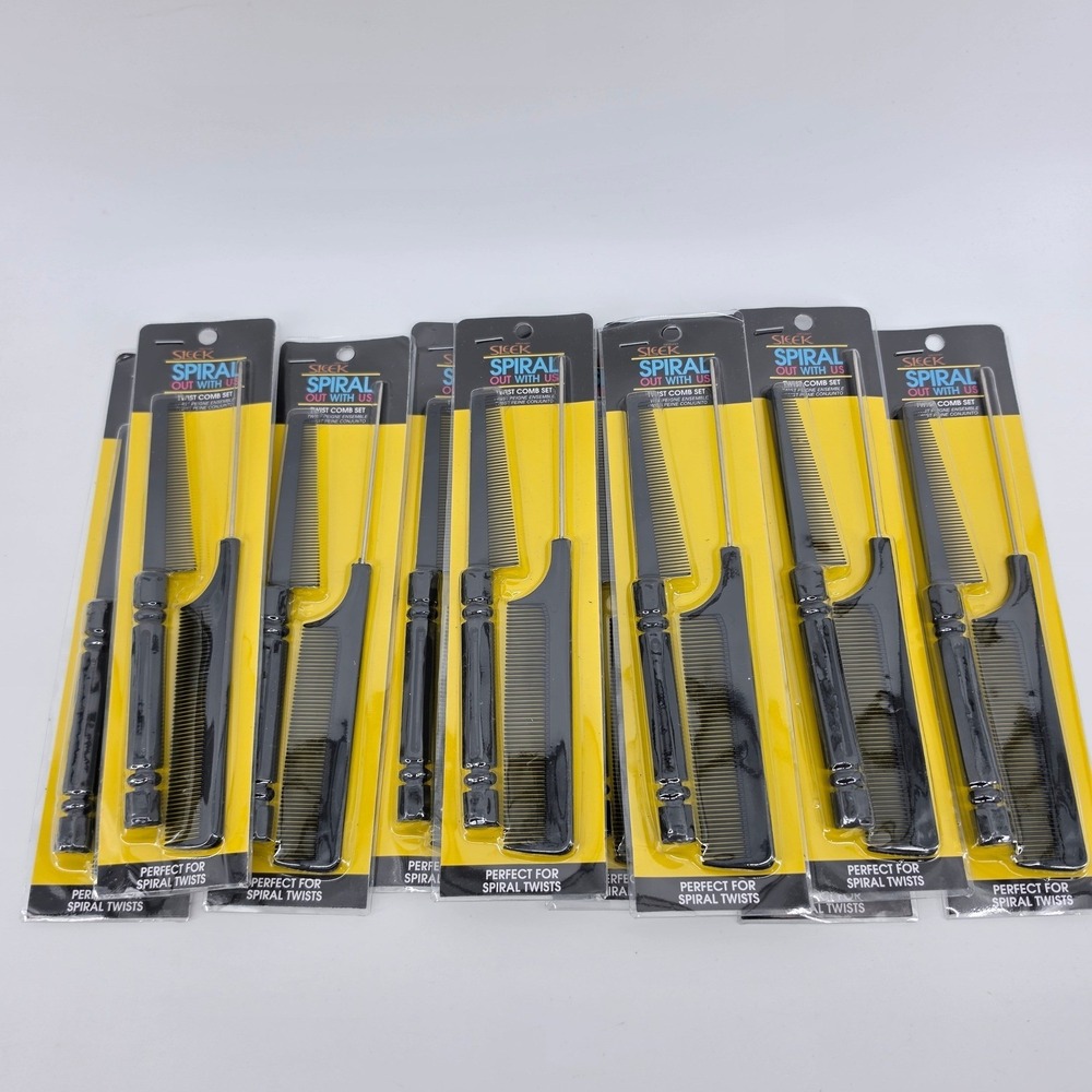 Lot of 10 Firstline Sleek Spiral Twist Comb Sets Metal Rat Tail 2pc New 3405